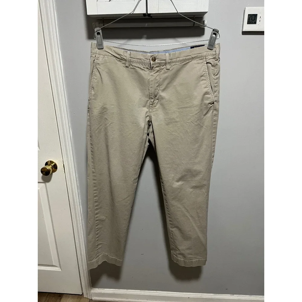 Polo Ralph Lauren Mens 36x30 Stretch Straight Fit Chino Pants Khaki Preppy